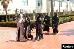 Saudi women study film making at a university in Jeddah, Saudi Arabia, March 7, 2018.