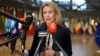 FILE - European Union foreign policy chief Kaja Kallas speaks with the media as she arrives for a meeting of EU foreign ministers at the European Council building in Brussels, Jan. 27, 2025. 