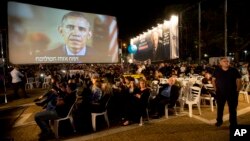 Tổng thống Obama nói chuyện qua video với hàng chục ngàn người Israel tưởng niệm ông Rabin vào ngày thứ Bảy tại Tel Aviv.