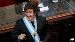 Argentina's President Javier Milei arrives to deliver the annual State of the Nation address, which marks the start of the legislative year, in Buenos Aires, March 1, 2025. 