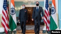 资料照：布林肯与印度外长苏杰生2021年5月28日在华盛顿举行会晤。