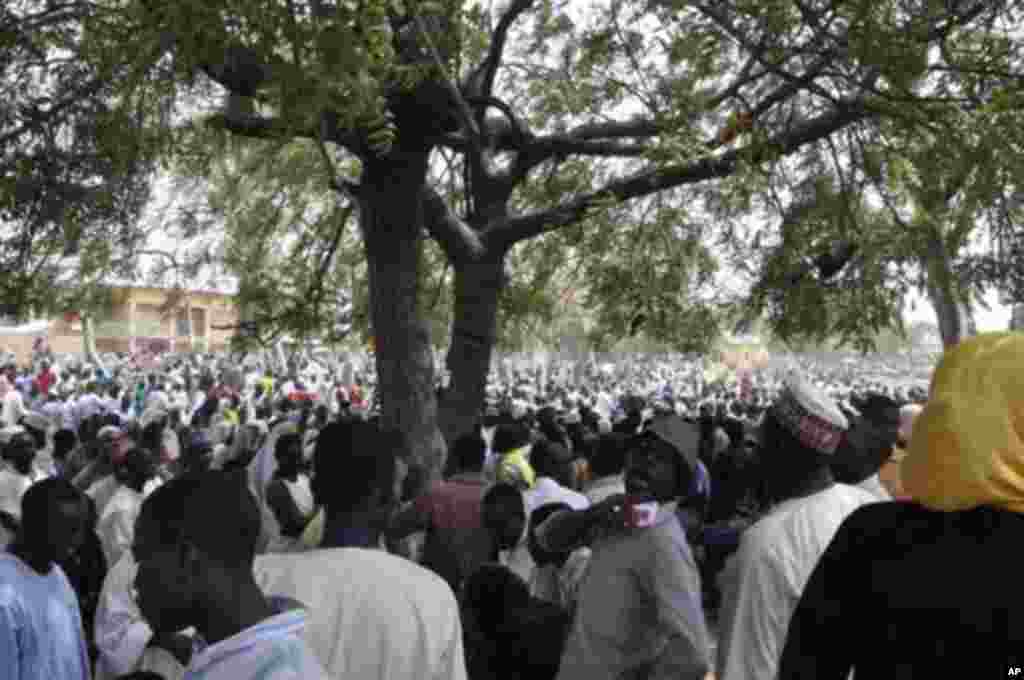 daruruwan masu jefa kuri'a da suka yi sammako a mazabar Hotoron Arewa a Kanon Dabo, inda tun kafin cikar karfe 8 na safiya ma aka fara tantance sunayen masu jefa kuri'a.