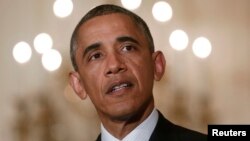 U.S. President Barack Obama delivers a statement from the East Room of the White House in Washington, May 15, 2013. 