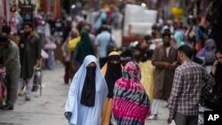 People visit a busy market in Srinagar, Indian-controlled Kashmir, on Aug.16, 2024. Kashmir will have its first assembly elections in a decade, the Indian government announced on Aug. 16, 2024.