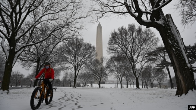 Tuyết bao phủ thủ đô Washington hôm 31/1/2021.