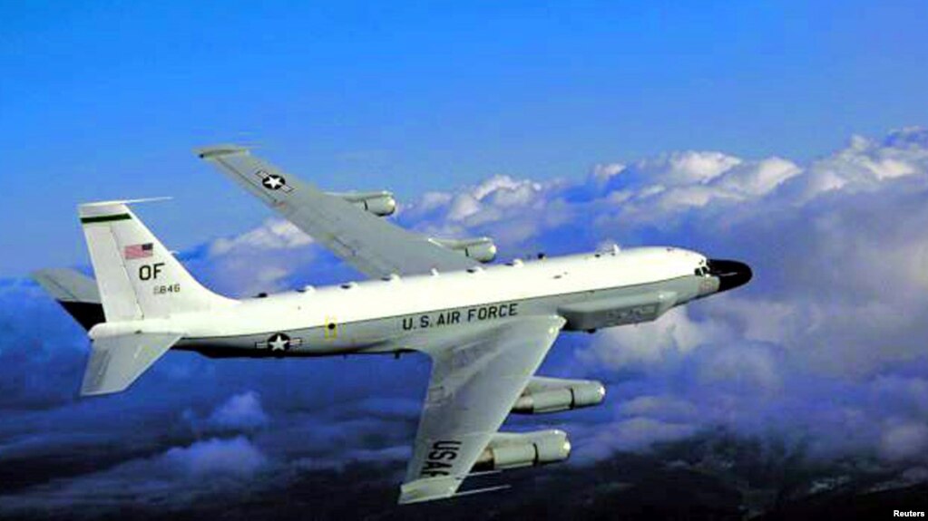 A RC-135 U.S. reconnaissance plane is shown in an undated military handout photo.