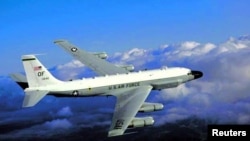 A RC-135 U.S. reconnaissance plane is shown in an undated military handout photo.