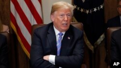 El presidente Donald Trump habla durante una reunión con los miembros de su gabinete en la la Casa Blanca, en Washington, el miércoles 18 de julio de 2018. (AP Photo / Pablo Martinez Monsivais)