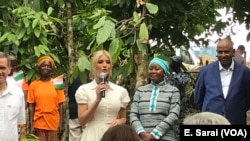 Ivanka Trump mengumumkan investasi untuk pemberdayaan perempuan pada industri cokelat di Pantai Gading, 17 April 2019. 