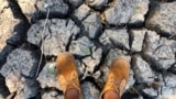 File — A man stands in a sun-baked dried up watering hole in Mana Pools National Park, Zimbabwe, as the United Nations' food agency says months of drought in southern Africa, triggered by the El Nino weather phenomenon, has had a devastating impact on more than 27 million people.