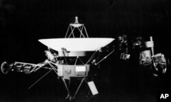 This undated photo provided by NASA's Jet Propulsion Lab shows the Voyager spacecraft in Pasadena, Calif. On right side of the craft is the girder-like boom that holds science project equipment and the imaging camera.