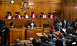 Kenyan Supreme Court judgesdeliver the verdict on a petition challenging the presidential election result, at the Supreme Court in Nairobi, Sept. 1, 2017