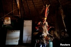 Pareci Indian Chief Narciso Kazoizax stands inside his house in Indian reservation, near Campo Novo do Parecis, Brazil, April 25, 2018.