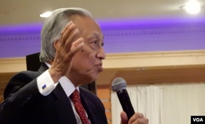 Cựu tổng trưởng Nguyễn Đức Cường, Chủ tịch Hội đồng Quản trị IRCC, phát biểu trong buổi họp mặt (Ảnh: Bùi Văn Phú)