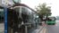 A bus shelter designed to block people with fever amid a spread of the coronavirus, is installed at a bus stop in Seoul, South Korea, Aug. 14, 2020. 
