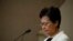 Hong Kong Chief Executive Carrie Lam reacts during a press conference in Hong Kong, Sept. 3, 2019. 