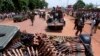 Armed Seleka rebel alliance fighters patrol streets in pickup trucks to stop looting, Bangui, Central African Republic, March 26, 2013.