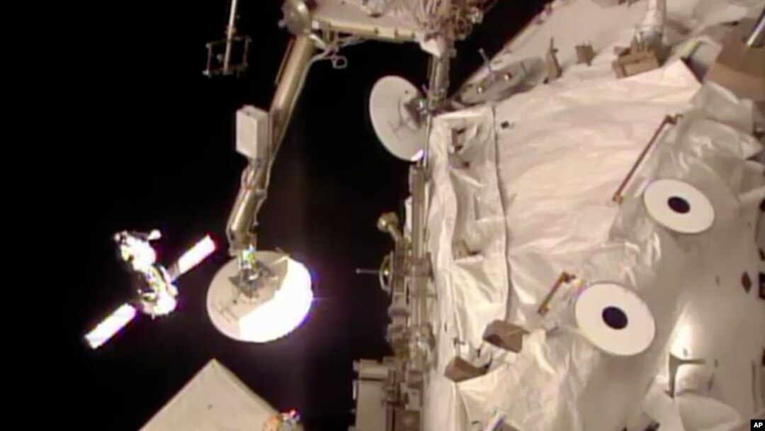 A NASA image taken from video shows the Russian Soyuz spacecraft, carrying three crew members, approaching the International Space Station, March 27, 2014.
