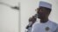 FILE—Chad's transitional incumbent president and presidential candidate General Mahamat Idriss Deby delivers his speech during the launch of his presidential campaign ahead of the May 6, 2024 Chadian presidential election in N’Djamena, on April 14, 2024. 