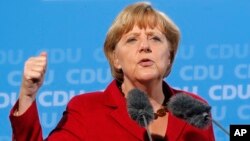 FILE - German Chancellor and leader of the Christian Democratic Union (CDU) Angela Merkel