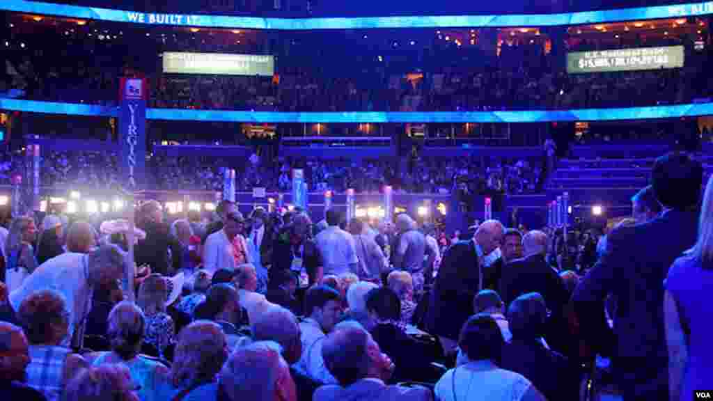 From the floor at the Republican National Convention on Tuesday night, where many Republican politicians took the stage in support of nominated Republican Presidential Candidate, Mitt Romney.