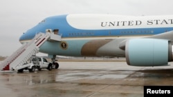 FILE - Air Force One sits ready for boarding on the tarmac at Joint Base Andrews in Maryland.