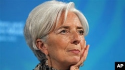 IMF Managing Director Christine Lagarde listens to a question during a G-20 news conference at the IMF and World Bank Group Spring Meetings in Washington, April 20, 2012.