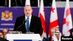 Newly elected Georgian President Georgy Margvelashvili delivers a speech during his inauguration ceremony in Tbilisi November 17, 2013. REUTERS/David Mdzinarishvili (GEORGIA - Tags: POLITICS) 