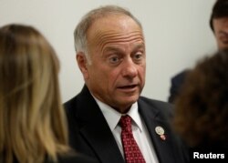 Rep. Steve King, R-Iowa, speaks to reporters about DACA and immigration legislation on Capitol Hill in Washington, Sept. 6, 2017.