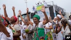 Faithful from various religions participate in the Defense of Religious Freedom march at Copacabana beach in Rio de Janeiro, Sept. 15, 2024. The march seeks to bring attention to religious intolerance in the country. 