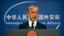 China's Ministry of Foreign Affairs spokesperson Wang Wenbin speaks during a daily briefing at the Ministry of Foreign Affairs in Beijing, July 24, 2020.