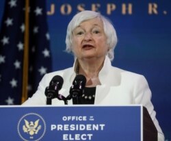 FILE - Janet Yellen, Joe Biden's nominee to be Treasury secretary, speaks in Wilmington, Del., Dec. 1, 2020.