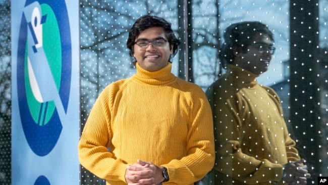 Pranay Karkale, a first-year graduate student at Johns Hopkins University from Nashik, India, stands at the university's campus in Baltimore on Sunday, Feb. 18, 2024. (AP Photo/Steve Ruark)