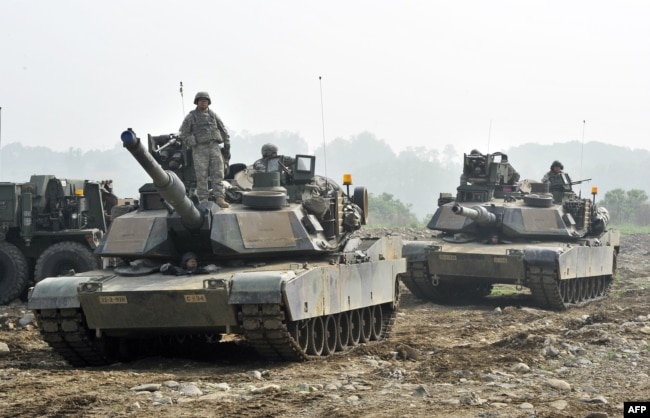 주한미군 제2보병사단 기갑부대가 한미합동도강훈련에 참가했다.