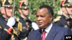 FILE - Republic of Congo President Denis Sassou Nguesso arrives for a visit at The Elysee Palace in Paris, Sept. 3, 2019.