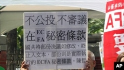 台湾本土社团抗议ECFA