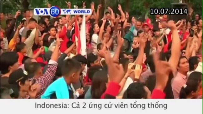 2 ứng viên tổng thống Indonesia cùng ăn mừng chiến thắng (VOA60)