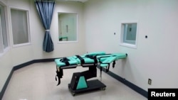 An undated handout photo shows a lethal injection room at a U.S. prison.