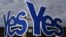 Yes Signs are displayed in Eyemouth, Scotland as the battle to decide the future of Scotland and the UK enters its final week, Sept. 8, 2014.