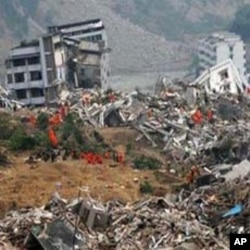 Rubble of building after earthquake in Haiti, 12 Jan 2010