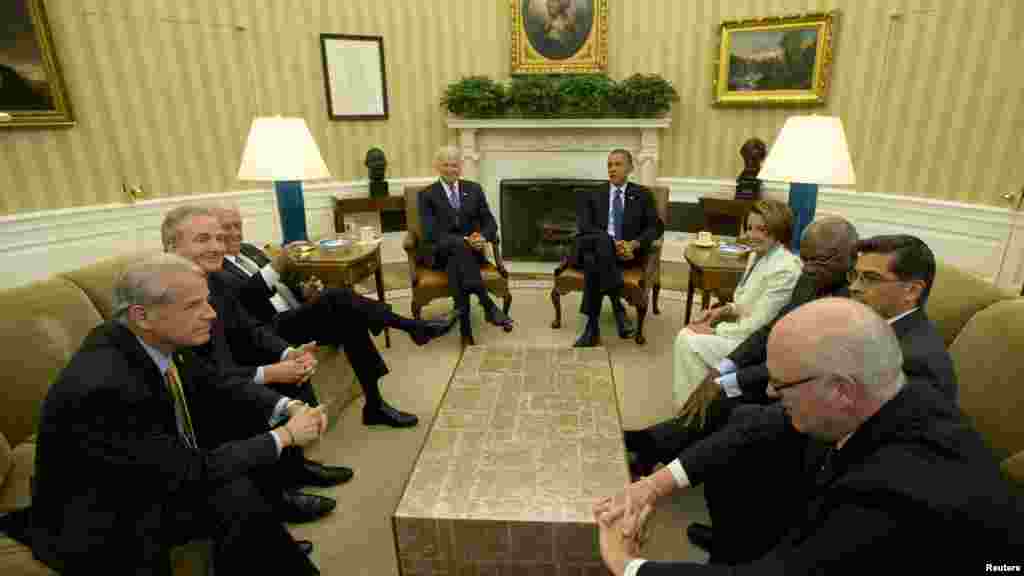 President Barack Obama meets with U.S. House of Representative leadership at the White House.