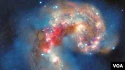 Galaksi Antennae, yang terletak sekitar 62 milyar tahun cahaya dari bumi tertangkap teleskop Hubble NASA (foto: dok).