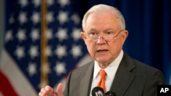 Attorney General Jeff Sessions discusses the opioid crisis, Oct. 27, 2017, at John F. Kennedy International Airport in New York.