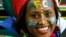 A fan of South Africa is pictured before the team's international friendly soccer match against Algeria in Soweto, January 12, 2013. 