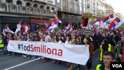 Protest "1 od 5 miliona" u Beogradu, 6. aprila 2019. (Foto: VOA/Veljko Popović)