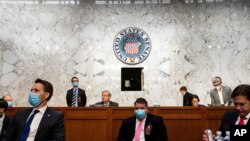 The Senate Judiciary Committee holds the last day of its confirmation hearing for President Donald Trump's Supreme Court nominee Amy Coney Barrett, on Capitol Hill in Washington, Oct. 15, 2020. 