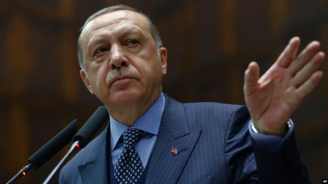Turkey's President Recep Tayyip Erdogan addresses his supporters at the parliament in Ankara, Turkey, Nov. 28. 2017.