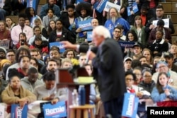 Democratic 2020 U.S. presidential candidate Senator Bernie Sanders rallies with supporters at Winston-Salem State University in Winston-Salem, N.C., Feb. 27, 2020.