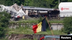 En Belgique, le crash de train a fait trois morts, tout près de la municipalité de Sant-Goerges-sur-Meuse, le 6 juin 2016.