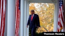U.S. President Trump delivers update on so-called Operation Warp Speed coronavirus treatment program in televised address from the Rose Garden at the White House in Washington